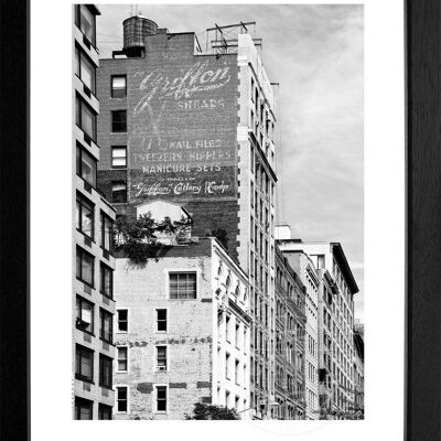 Fotodruck / Poster mit Rahmen und Passepartout Motiv New York NY32 - Motiv: farbe - Grösse: M (35cm x 45cm) - Rahmenfarbe: weiss matt
