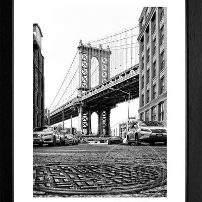 Fotodruck / Poster mit Rahmen und Passepartout Motiv New York NY33 - Motiv: farbe - Grösse: L (57cm x 45cm ) - Rahmenfarbe: schwarz matt