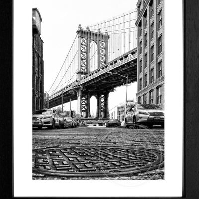 Fotodruck / Poster mit Rahmen und Passepartout Motiv New York NY33 - Motiv: farbe - Grösse: XL (80cm x 60cm) - Rahmenfarbe: schwarz matt