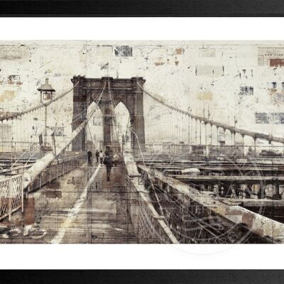 Fotodruck / Poster mit Rahmen und Passepartout Motiv New York NY35 - Grösse: L (57cm x 45cm ) - Rahmenfarbe: schwarz matt