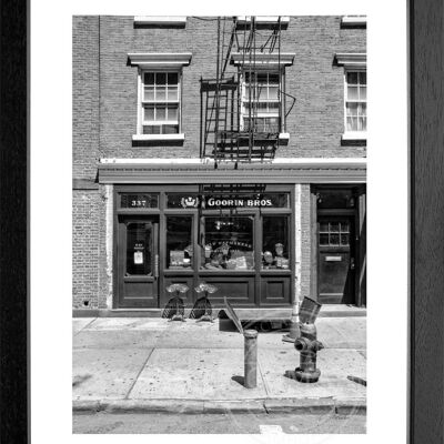 Fotodruck / Poster mit Rahmen und Passepartout Motiv New York NY40 - Motiv: schwarz/weiss - Grösse: S (25cm x 31cm) - Rahmenfarbe: schwarz matt