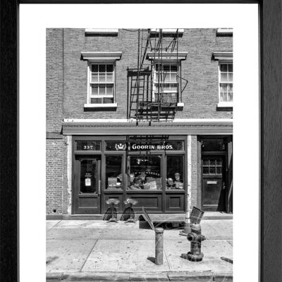 Fotodruck / Poster mit Rahmen und Passepartout Motiv New York NY40 - Motiv: schwarz/weiss - Grösse: L (57cm x 45cm ) - Rahmenfarbe: schwarz matt