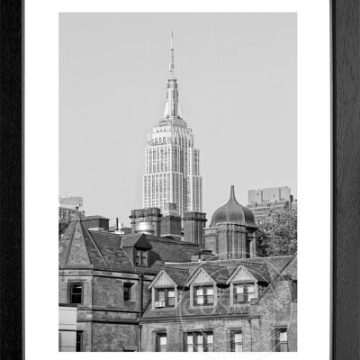 Fotodruck / Poster mit Rahmen und Passepartout Motiv New York NY43 - Motiv: schwarz/weiss - Grösse: S (25cm x 31cm) - Rahmenfarbe: schwarz matt