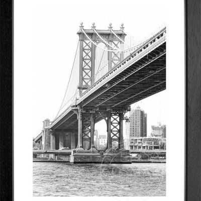 Fotodruck / Poster mit Rahmen und Passepartout Motiv New York NY44 - Motiv: schwarz/weiss - Grösse: S (25cm x 31cm) - Rahmenfarbe: schwarz matt