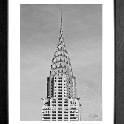 Fotodruck / Poster mit Rahmen und Passepartout Motiv New York NY45 - Motiv: schwarz/weiss - Grösse: S (25cm x 31cm) - Rahmenfarbe: schwarz matt