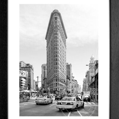Fotodruck / Poster mit Rahmen und Passepartout Motiv New York NY48 - Motiv: schwarz/weiss - Grösse: S (25cm x 31cm) - Rahmenfarbe: schwarz matt