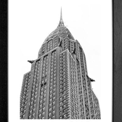 Fotodruck / Poster mit Rahmen und Passepartout Motiv New York NY49 - Motiv: schwarz/weiss - Grösse: S (25cm x 31cm) - Rahmenfarbe: schwarz matt