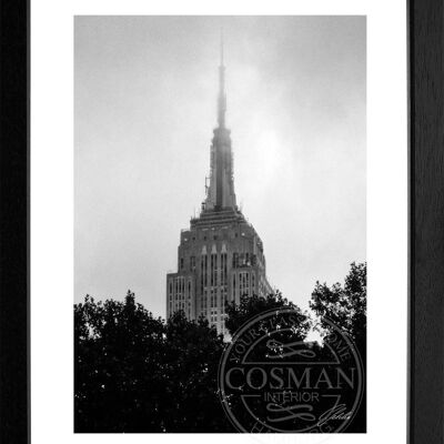 Fotodruck / Poster mit Rahmen und Passepartout Motiv New York NY54 - Motiv: schwarz/weiss - Grösse: M (35cm x 45cm) - Rahmenfarbe: schwarz matt