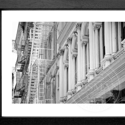 Fotodruck / Poster mit Rahmen und Passepartout Motiv New York NY60 - Motiv: farbe - Grösse: MAXI (120cm x 90cm) - Rahmenfarbe: schwarz matt