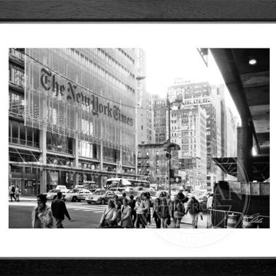 Fotodruck / Poster mit Rahmen und Passepartout Motiv New York NY62 - Motiv: schwarz/weiss - Grösse: S (25cm x 31cm) - Rahmenfarbe: schwarz matt