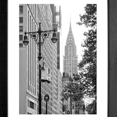 Fotodruck / Poster mit Rahmen und Passepartout Motiv New York NY66 - Motiv: farbe - Grösse: L (57cm x 45cm ) - Rahmenfarbe: schwarz matt