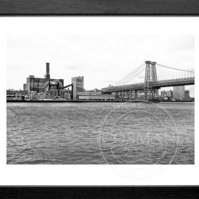 Fotodruck / Poster mit Rahmen und Passepartout Motiv New York NY73 - Motiv: schwarz/weiss - Grösse: S (25cm x 31cm) - Rahmenfarbe: schwarz matt