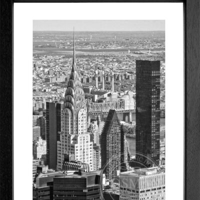 Fotodruck / Poster mit Rahmen und Passepartout Motiv New York NY74 - Motiv: schwarz/weiss - Grösse: S (25cm x 31cm) - Rahmenfarbe: schwarz matt