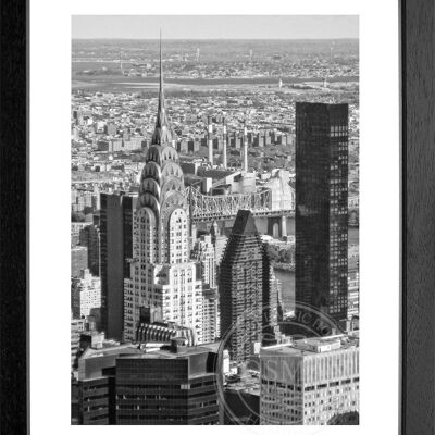 Fotodruck / Poster mit Rahmen und Passepartout Motiv New York NY74 - Motiv: schwarz/weiss - Grösse: L (57cm x 45cm ) - Rahmenfarbe: schwarz matt