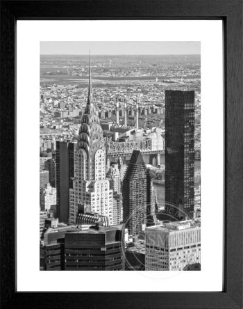 Tirage photo / poster avec cadre et motif passe-partout New York NY74 - motif : noir/blanc - taille : XL (80cm x 60cm) - couleur du cadre : blanc mat 1