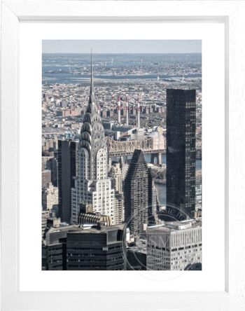 Tirage photo / poster avec cadre et motif passe-partout New York NY74 - motif : noir/blanc - taille : XL (80cm x 60cm) - couleur du cadre : blanc mat 2