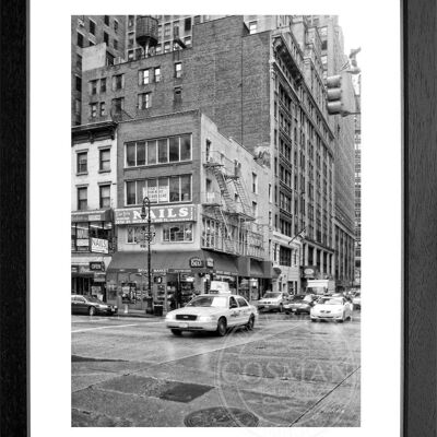 Fotodruck / Poster mit Rahmen und Passepartout Motiv New York NY75 - Motiv: schwarz/weiss - Grösse: S (25cm x 31cm) - Rahmenfarbe: schwarz matt