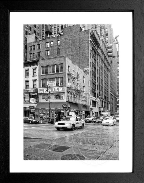 Fotodruck / Poster mit Rahmen und Passepartout Motiv New York NY75 - Motiv: farbe - Grösse: MAXI (120cm x 90cm) - Rahmenfarbe: schwarz matt