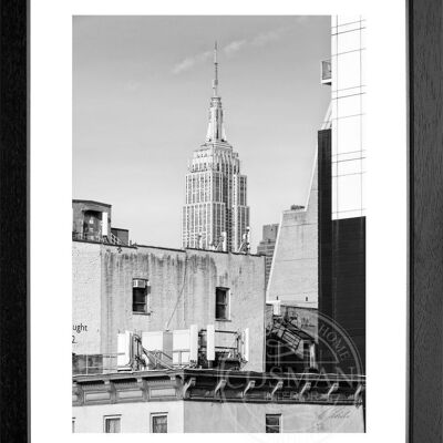 Fotodruck / Poster mit Rahmen und Passepartout Motiv New York NY79 - Motiv: schwarz/weiss - Grösse: S (25cm x 31cm) - Rahmenfarbe: schwarz matt