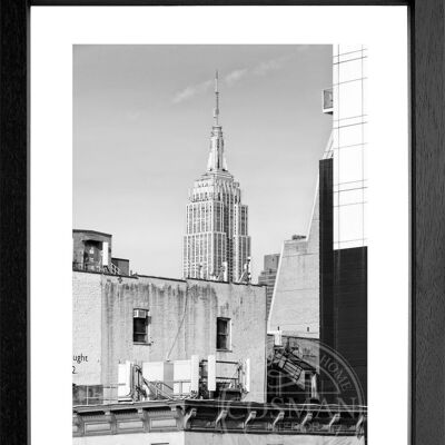 Fotodruck / Poster mit Rahmen und Passepartout Motiv New York NY79 - Motiv: schwarz/weiss - Grösse: M (35cm x 45cm) - Rahmenfarbe: schwarz matt