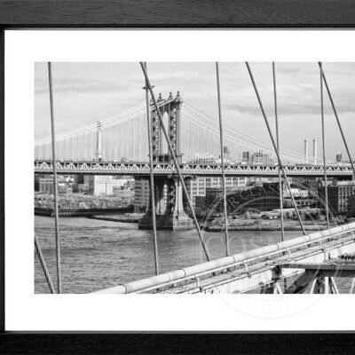Fotodruck / Poster mit Rahmen und Passepartout Motiv New York NY81 - Motiv: schwarz/weiss - Grösse: XL (80cm x 60cm) - Rahmenfarbe: weiss matt
