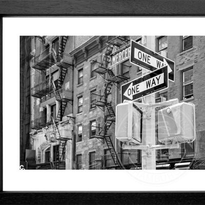 Fotodruck / Poster mit Rahmen und Passepartout Motiv New York NY82 - Motiv: schwarz/weiss - Grösse: MAXI (120cm x 90cm) - Rahmenfarbe: weiss matt