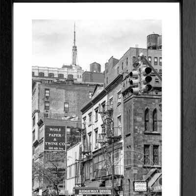 Fotodruck / Poster mit Rahmen und Passepartout Motiv New York NY85 - Motiv: farbe - Grösse: MAXI (120cm x 90cm) - Rahmenfarbe: weiss matt