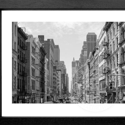 Fotodruck / Poster mit Rahmen und Passepartout Motiv New York NY86 - Motiv: farbe - Grösse: S (25cm x 31cm) - Rahmenfarbe: schwarz matt