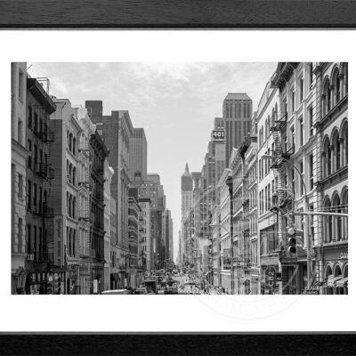 Fotodruck / Poster mit Rahmen und Passepartout Motiv New York NY86 - Motiv: schwarz/weiss - Grösse: MAXI (120cm x 90cm) - Rahmenfarbe: schwarz matt