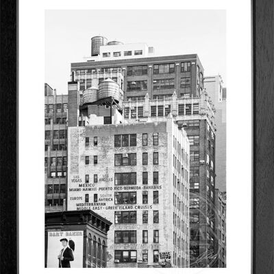 Fotodruck / Poster mit Rahmen und Passepartout Motiv New York NY92 - Motiv: schwarz/weiss - Grösse: S (25cm x 31cm) - Rahmenfarbe: schwarz matt