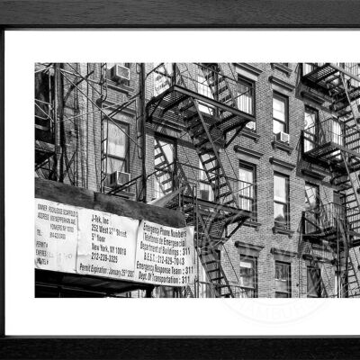 Fotodruck / Poster mit Rahmen und Passepartout Motiv New York NY93 - Motiv: farbe - Grösse: L (57cm x 45cm ) - Rahmenfarbe: schwarz matt