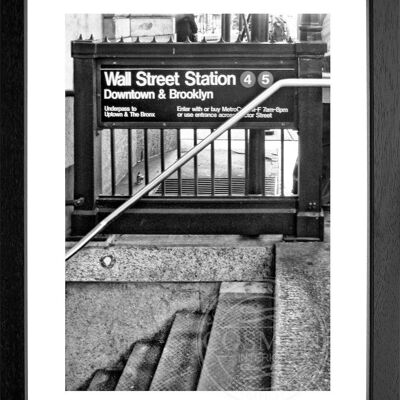Fotodruck / Poster mit Rahmen und Passepartout Motiv New York NY95 - Motiv: schwarz/weiss - Grösse: S (25cm x 31cm) - Rahmenfarbe: schwarz matt