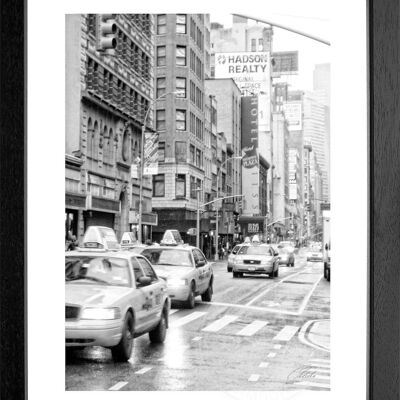 Fotodruck / Poster mit Rahmen und Passepartout Motiv New York NY96 - Motiv: schwarz/weiss - Grösse: L (57cm x 45cm ) - Rahmenfarbe: schwarz matt