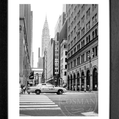 Fotodruck / Poster mit Rahmen und Passepartout Motiv New York NY100 - Motiv: schwarz/weiss - Grösse: S (25cm x 31cm) - Rahmenfarbe: schwarz matt