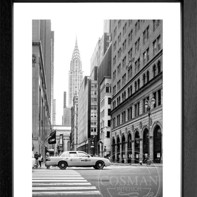 Fotodruck / Poster mit Rahmen und Passepartout Motiv New York NY100 - Motiv: farbe - Grösse: XL (80cm x 60cm) - Rahmenfarbe: schwarz matt