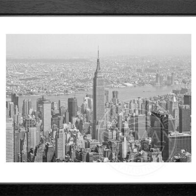 Fotodruck / Poster mit Rahmen und Passepartout Motiv New York NY38 - Motiv: schwarz/weiss - Grösse: S (25cm x 31cm) - Rahmenfarbe: schwarz matt