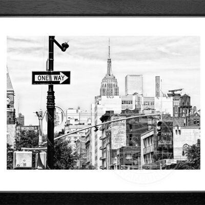 Fotodruck / Poster mit Rahmen und Passepartout Motiv New York NY28 - Motiv: schwarz/weiss - Grösse: L (57cm x 45cm ) - Rahmenfarbe: weiss matt