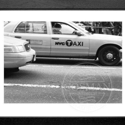 Fotodruck / Poster mit Rahmen und Passepartout Motiv New York NY61 - Motiv: schwarz/weiss - Grösse: S (25cm x 31cm) - Rahmenfarbe: schwarz matt