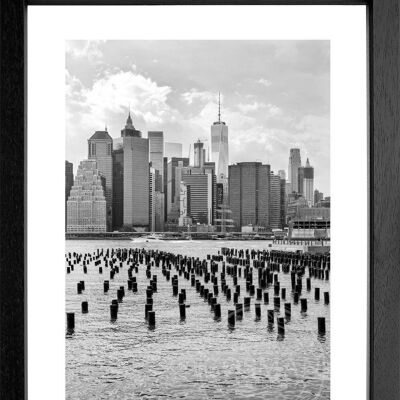 Fotodruck / Poster mit Rahmen und Passepartout Motiv New York NY103 - Motiv: farbe - Grösse: M (35cm x 45cm) - Rahmenfarbe: schwarz matt