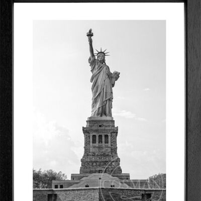 Fotodruck / Poster mit Rahmen und Passepartout Motiv New York NY109 - Motiv: schwarz/weiss - Grösse: MAXI (120cm x 90cm) - Rahmenfarbe: schwarz matt