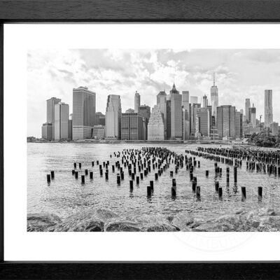 Fotodruck / Poster mit Rahmen und Passepartout Motiv New York NY108 - Motiv: farbe - Grösse: L (57cm x 45cm ) - Rahmenfarbe: schwarz matt