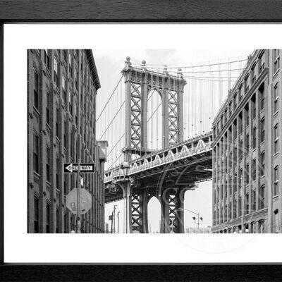 Fotodruck / Poster mit Rahmen und Passepartout Motiv New York NY113 - Motiv: farbe - Grösse: XL (80cm x 60cm) - Rahmenfarbe: schwarz matt