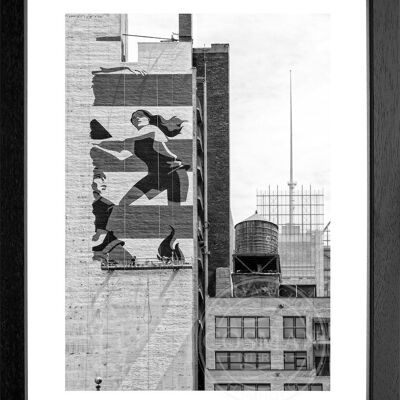 Fotodruck / Poster mit Rahmen und Passepartout Motiv New York NY114 - Motiv: schwarz/weiss - Grösse: S (25cm x 31cm) - Rahmenfarbe: schwarz matt