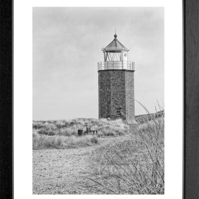 Fotodruck / Poster mit Rahmen und Passepartout Motiv Sylt SY64 - Motiv: schwarz/weiss - Grösse: S (25cm x 31cm) - Rahmenfarbe: schwarz matt