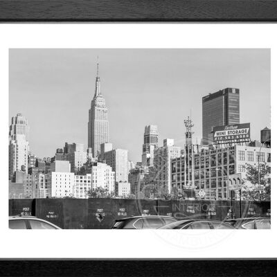 Fotodruck / Poster mit Rahmen und Passepartout Motiv New York NY116 - Motiv: schwarz/weiss - Grösse: S (25cm x 31cm) - Rahmenfarbe: schwarz matt