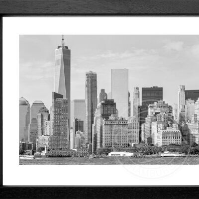 Fotodruck / Poster mit Rahmen und Passepartout Motiv New York NY115 - Motiv: schwarz/weiss - Grösse: XL (80cm x 60cm) - Rahmenfarbe: weiss matt