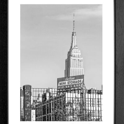 Fotodruck / Poster mit Rahmen und Passepartout Motiv New York NY117 - Motiv: schwarz/weiss - Grösse: MAXI (120cm x 90cm) - Rahmenfarbe: schwarz matt