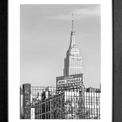 Fotodruck / Poster mit Rahmen und Passepartout Motiv New York NY117 - Motiv: schwarz/weiss - Grösse: XL (80cm x 60cm) - Rahmenfarbe: weiss matt