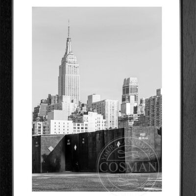 Fotodruck / Poster mit Rahmen und Passepartout Motiv New York NY118 - Motiv: schwarz/weiss - Grösse: XL (80cm x 60cm) - Rahmenfarbe: weiss matt