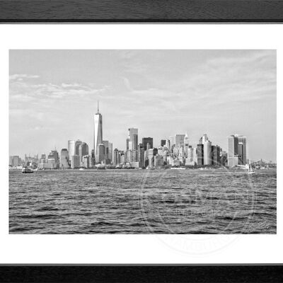 Fotodruck / Poster mit Rahmen und Passepartout Motiv New York NY123 - Motiv: schwarz/weiss - Grösse: S (25cm x 31cm) - Rahmenfarbe: schwarz matt